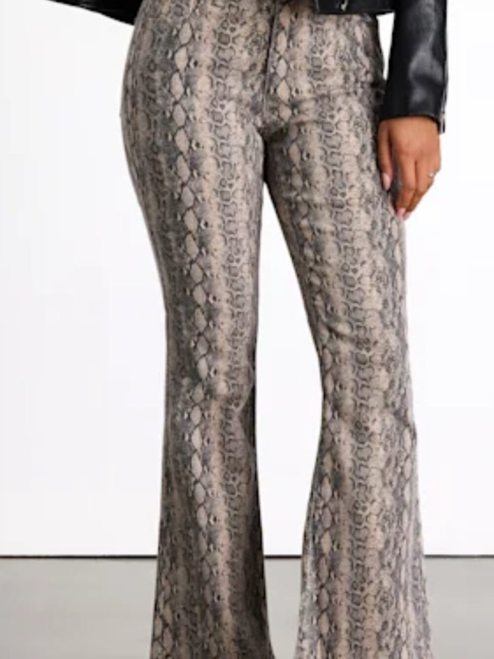 JBD- Iniya Snake Print Denim Mid-Rise Bootcut Jeans